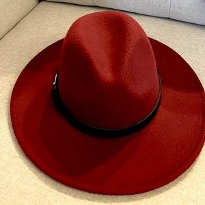 Burgundy brimmed hat